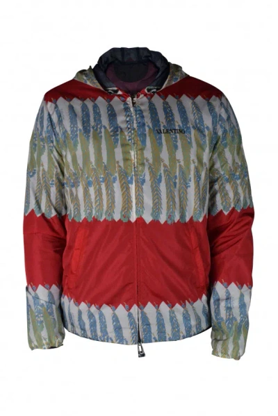 Valentino Leaf Print Hooded Jacket In Multi