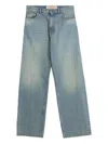 Valentino Straight Trousers With Belt Loops And Five Pockets In Blue