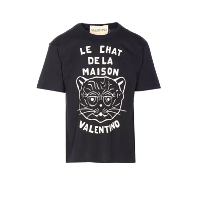 Valentino Garavani Men Le Chat De Maison Patch T-shirt In Blue