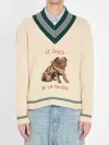 Valentino Butter-coloured Sweater With Le Chien De La Maison Embroidery In Neutral