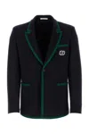 Valentino Tailored Cotton Blend Blazer With Back Slit And Sharp Lapels In Black