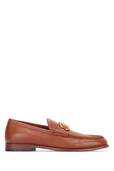 Valentino Garavani Logo-plaque Detail Loafers In Brown