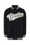 Valentino Garavani Men Navy Blue Wool Oversize Padded Jacket In Black