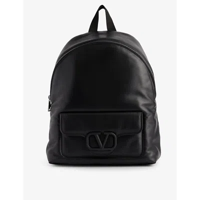 Valentino Garavani Mens Nero Vlogo-plaque Leather Backpack In Black