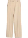 Valentino Garavani Wide Leg Wool Trousers With Turn-up Hem In Neutral