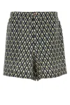 Valentino Bermuda Shorts In Cotton Poplin With All Over Toute La V Print In Multicolor