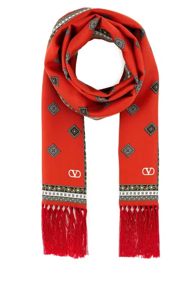 Valentino Garavani Printed Silk Bandeaux Chamber Foulard In Red