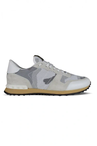 Valentino Garavani White & Beige Rockrunner Sneakers
