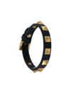 Valentino Garavani Men Rockstud Leather Bracelet In Black