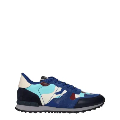 Valentino Garavani Rockrunner Camouflage-print Sneakers In Blue
