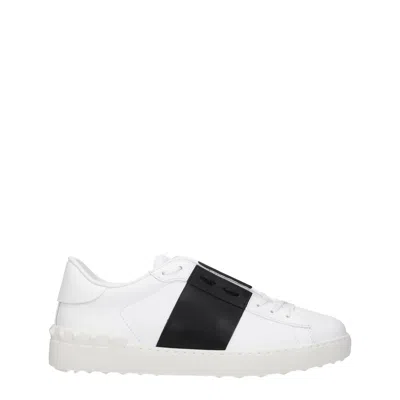 Valentino Garavani Open Leather Sneakers With Contrast Band And Stud Details Shoes In White