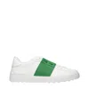 Valentino Garavani Contrast Calfskin Band Sneakers With Rubber Sole In White