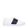 Valentino Blue Calf Leather Bos Taurus Low Top Sneakers In White