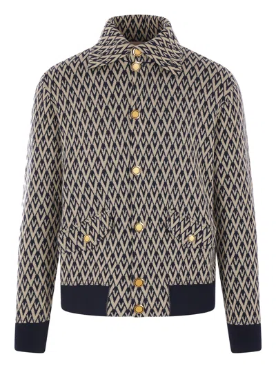 Valentino Toute La V Knitted Cardigan In Black