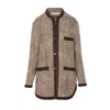 Valentino Crewneck Jacket Contrast Trim In Neutral