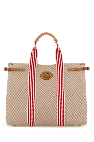 Valentino Garavani Men Two-tone Canvas Vlogo Shopping Bag In Multicolor