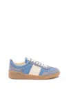 Valentino Upvillage Suede-trimmed Leather Sneakers In Blue