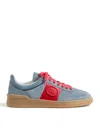 Valentino Garavani Men Upvillage Low Top Sneaker In Split Leather And Calfskin Nappa Leather In Blue