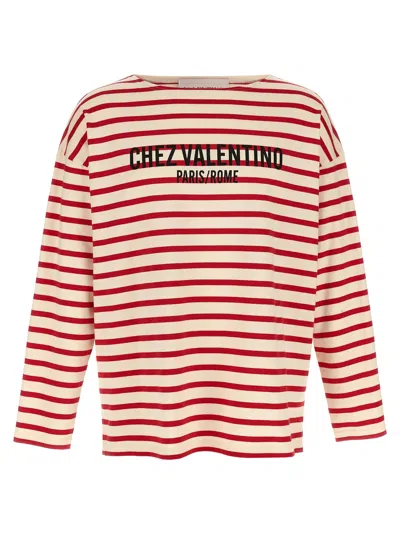 Valentino Logo Cotton Jersey L/s T-shirt In Red