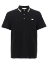 Valentino Garavani Black Polo Shirt With Classic Bicolor Collar And Logo Patch On The Front In Cotto