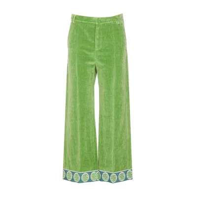 Valentino Garavani Men Velvet Pants With Jacquard Bottom