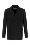 Valentino Tailored Double-breasted Polyester Blend Jacket In Black