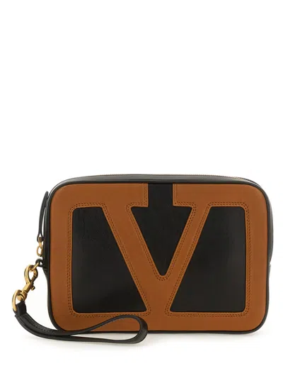 Valentino Garavani Viva Superstar Nappa Leather Pouch In Brown