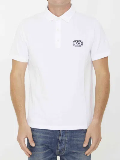 Valentino Garavani Men Vlogo Signature Polo Shirt In White