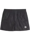 Valentino Logo-embroidered Swim Shorts In Black