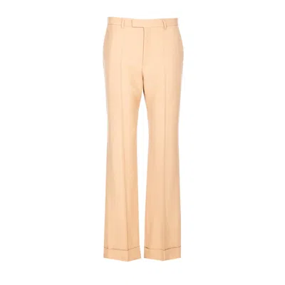 Valentino Camel Trousers With Side Pockets And Cuffs In Brown
