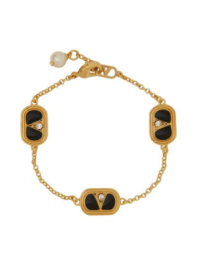 VALENTINO GARAVANI VALENTINO GARAVANI METAL, ENAMEL, CRYSTAL AND SWAROVSKI® PEARL "OVALETTE" BRACELET