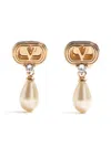 Valentino Swarovski Crystal-embellished Ovalette Logo Earrings In Gold
