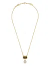 Valentino Garavani Ovalette Metal Necklace With Enamel Crystal And Swarovski® Pearl Woman Gold/black