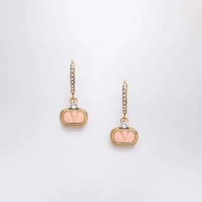 Valentino Garavani Oval Earrings In Metal And Swarovski Crystals In Gold