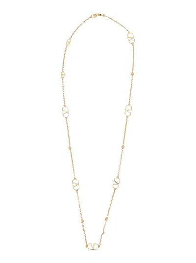Valentino Garavani Metallic Chain-link Necklace With Adjustable Rear Closure And Vlogo Pendants In B