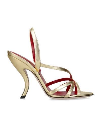 Valentino Garavani Metallic Leather Fetishique Sandals 105 In Gold