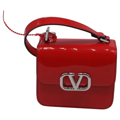 Pre-owned Valentino Garavani Micro Vsling Shoulder Bag In Red Patent Leather