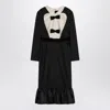 Valentino Belted Bow-embellished Velvet And Ottoman-trimmed Wool Midi Dress