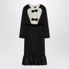 Valentino Black Midi Wool Dress With Bows In Black