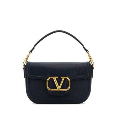 VALENTINO GARAVANI VALENTINO GARAVANI MIDNIGHT BLUE LEATHER ALLTIME SHOULDER BAG