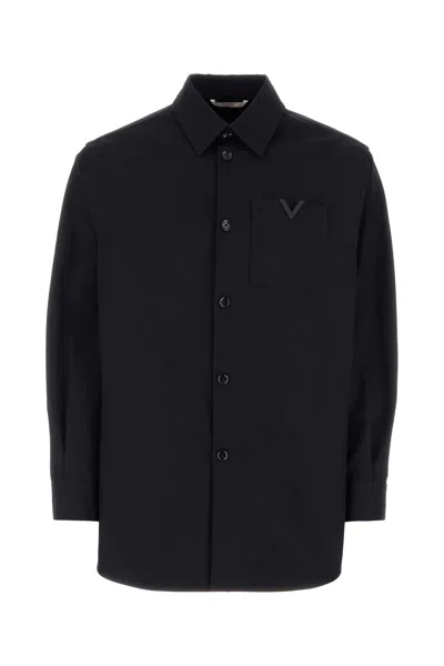 VALENTINO VALENTINO GARAVANI MIDNIGHT BLUE STRETCH COTTON SHIRT