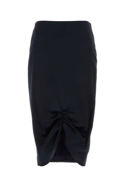 Valentino Garavani Midnight Blue Stretch Crepe Skirt In Black