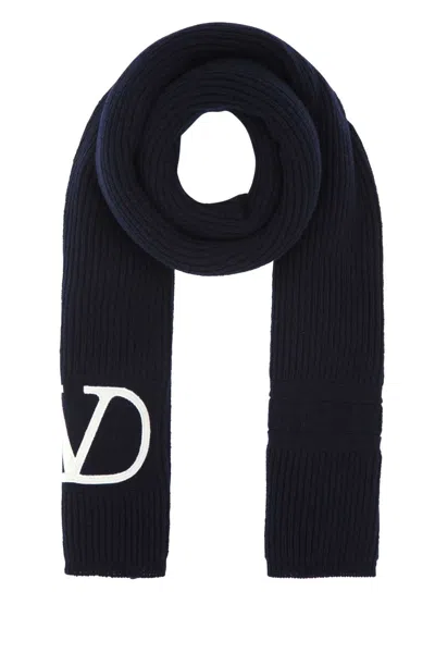 VALENTINO VALENTINO GARAVANI MIDNIGHT BLUE WOOL SCARF
