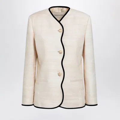 Valentino Garavani Milkhoney Coloured Silk And Linen Jacket In Multi