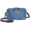 Valentino Alltime Mini Denim Camera Crossbody Bag In Denim