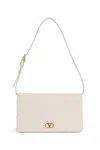 Valentino Mini Vlogo Signature Shoulder Bag In Grained Leather In White