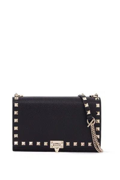 Valentino Garavani Mini Black Leather Bag With Golden Metal Studs Women