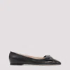 Valentino Women Black Leather Ballet Flats, 7.5 Luxury Ballet Flats For Women Darveys In Black
