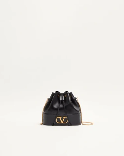 Valentino Garavani Mini Bucket Bag In Nappa With Vlogo Signature Chain Woman Black Uni
