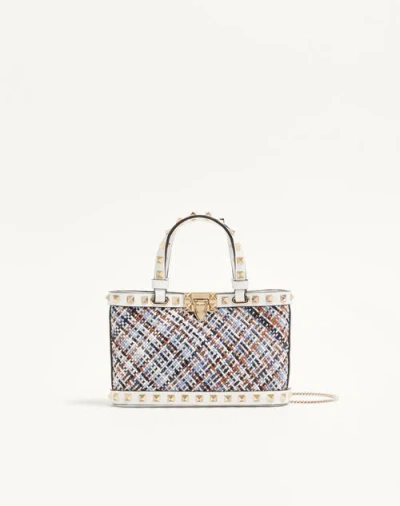 Valentino Garavani Mini Cabas  Rockstud En Tissu Femme Blanc/multicolore Uni
